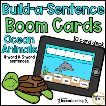 Build-a-Sentence Ocean Animals Boom Cards | Digital Task Cards | TPT