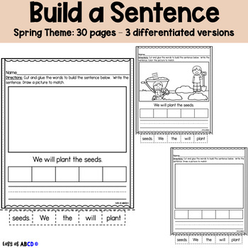 Preview of Build a Sentence | Spring Theme