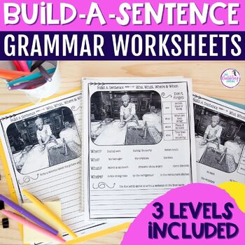 Preview of Build a Sentence Worksheets for Sentence Formulation No Prep