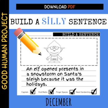 Preview of Build a Silly Sentence: DECEMBER | Writing Practice | Checklist