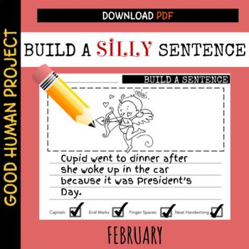 Preview of Build a Silly Sentence: FEBRUARY | Writing Practice | Checklist