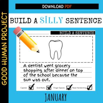Preview of Build a Silly Sentence: JANUARY | Writing Practice | Checklist