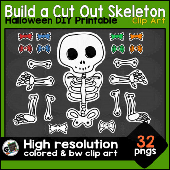 Preview of Build a Skeleton Cut Out Printable Halloween Clip Art