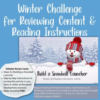 Preview of Build a Snowball Launcher - Reading Instructions & Review Activity