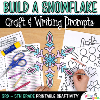 Preview of Build a Snowflake Craft, Template, No Prep After Winter Break Writing Activity