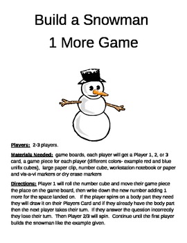 Preview of Build a Snowman 1 More 1 Less   10 More 10 Less   100 More 100 Less   Game