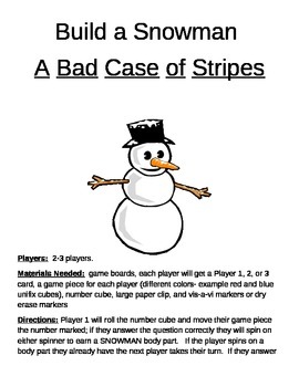 Preview of Build a Snowman A Bad Case of Stripes Game