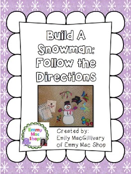 Preview of Build a Snowman: A Following Directions Activity