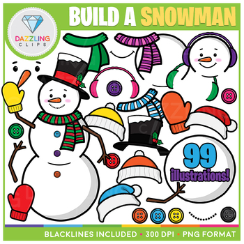 Build a Snowman Clipart by Dazzling Clips | TPT