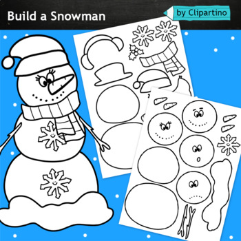 Build a Snowman Clip Art BW-craft by Clipartino | TPT