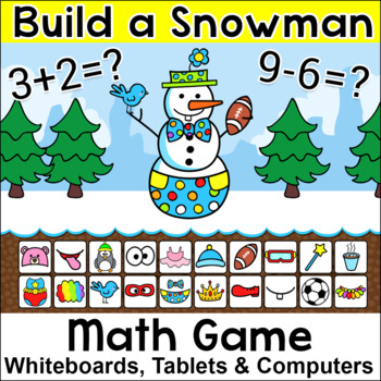 Preview of Winter Math Build a Snowman Addition & Subtraction Game