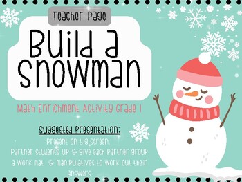 Preview of Build a Snowman Math Enrichment Activity:  Grade 1