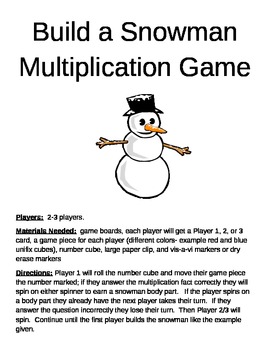 Preview of Build a Snowman Multiplication 2 Digit x 2 Digit Game