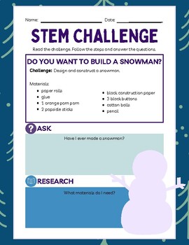Preview of Build a Snowman STEM Activity