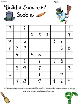 Snowman Sudoku Upper Elementary by Shannon Bryant's Brain Train | TpT