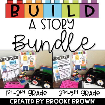 Preview of Build a Story BUNDLE (Pre-K-5th) Creative Writing and Building Brick Activities