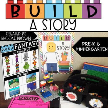 Preview of Build a Story (Pre-K, Kindergarten) Creative Writing & Building Brick Activities