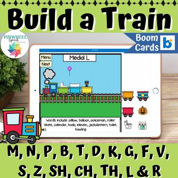 Preview of Build a Train Boom Cards™ Articulation Activity No Prep Speech Therapy Resource