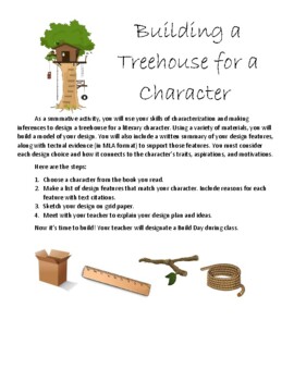 Preview of Any Novel Assessment - Build a Treehouse for a Literary Character