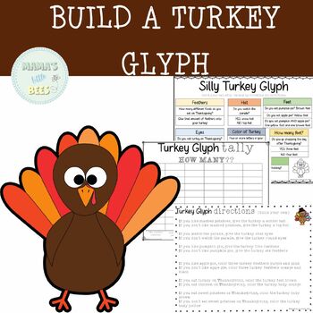 Preview of Build a Turkey Glyph- Following Directions Activities