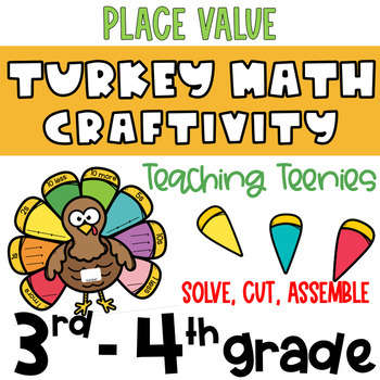 Preview of Build a Turkey Math Craft 3rd-4th Grade