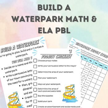 Preview of Build a Waterpark Math and ELA Project (PBL)