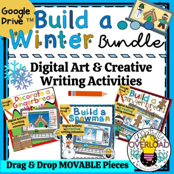 Preview of Build a___ Winter Bundle: Google Slides Digital Art and Writing Activities