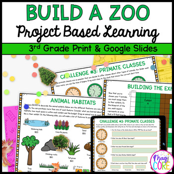 Preview of Build a Zoo Project Based Learning 3rd Grade Math PBL Area Model Multiplication