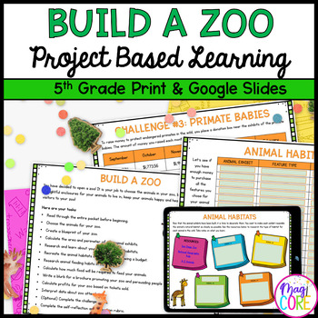 Preview of Build a Zoo Project Based Learning - 5th Grade Math PBL