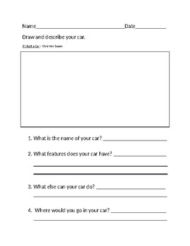 Preview of Build a car writing and drawing worksheet