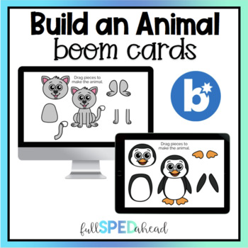 Preview of Build Animals Body Parts Boom™ Cards Activity Center Special Education Work