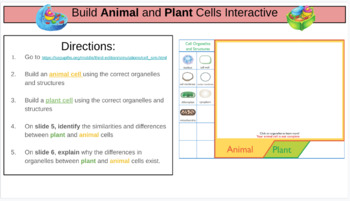 Preview of Build an Animal Cell and Plant Cell Interactive (NO PREP: Google classroom) 