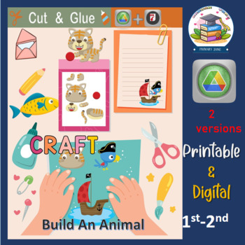 Preview of Build an Animal Craft Art  Project Digital Product Card Blank Paper Writing
