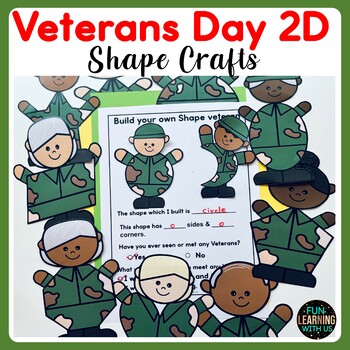 Preview of Build an Army 2D Shapes Craftivity | Veterans Day Memorial Day Bulletin Board