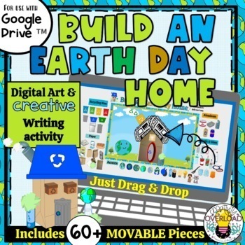 Preview of Build an Earth Day Home: Digital Art & Creative Writing Google Slides Activity