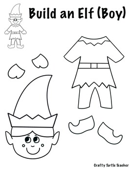 Build an Elf (Boy) Color in Version by Crafty Turtle Teacher | TPT