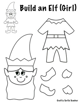 Build an Elf (Girl) Color in Version by Crafty Turtle Teacher | TPT