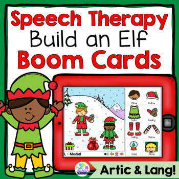 Preview of Christmas Speech Therapy Build an Elf Boom Cards