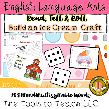 Preview of Build an Ice Cream Wagon Reading 28 Multisyllable S Blend Words Craft Activity