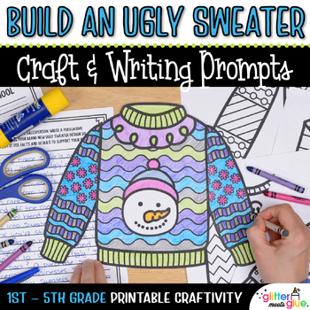 Preview of Build an Ugly Christmas Sweater Craft, December Writing Activities, & Template