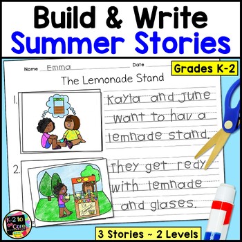 Preview of Sequence Summer Writing Prompts with Pictures | Build a Story and Write