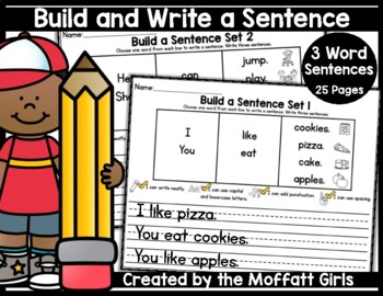 Preview of Build and Write a Sentence Set 1 (3 Words)