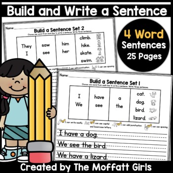 Preview of Build and Write a Sentence Set 2 (4 Words)