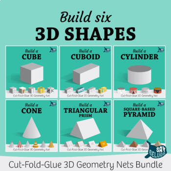 Preview of Build Six 3D Solid Shapes – Foldable Geometry Net Bundle 1