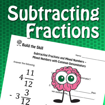 Preview of Build the Skill - Subtracting Fractions