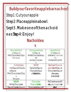 Preview of Build your favorite apple bar nachos! Apple bar directions (editable)