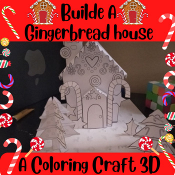Preview of Build your own gingerbread house craft 3D: A Coloring craft
