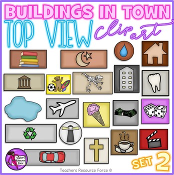 Preview of Birds eye view of buildings clip art - set 2
