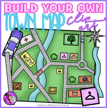 Preview of Build your own town map clip art