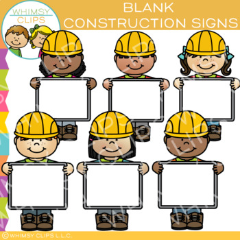 Preview of Construction Kids Blank Sign Builders Clip Art